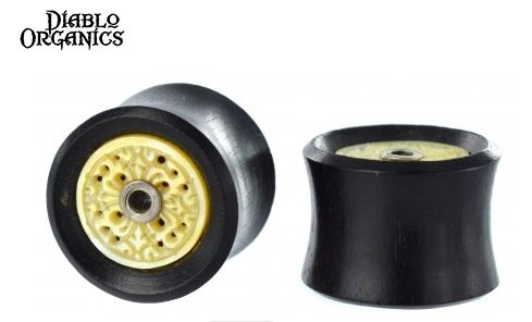 14 mm Parelmoet zwart ebony plugs (per paar)
