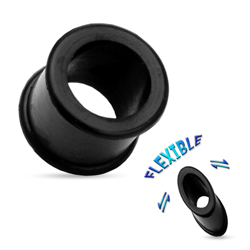 14 mm Double-flared Tunnel soft silicone zwart