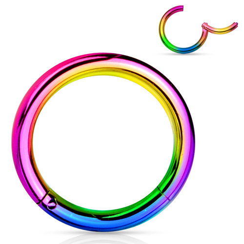 Rook piercing titanium ring regenboog kleur 10mm