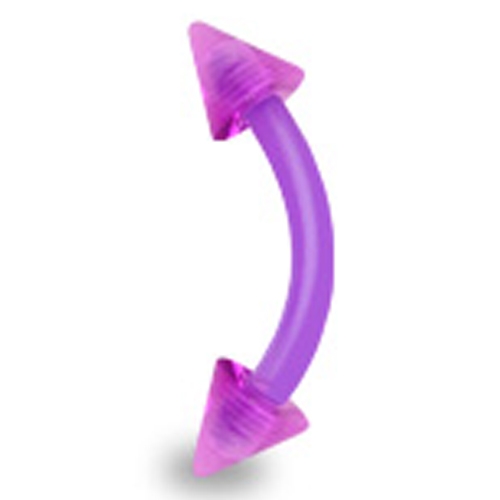 Wenkbrauwpiercing flexibel UV spikes paars