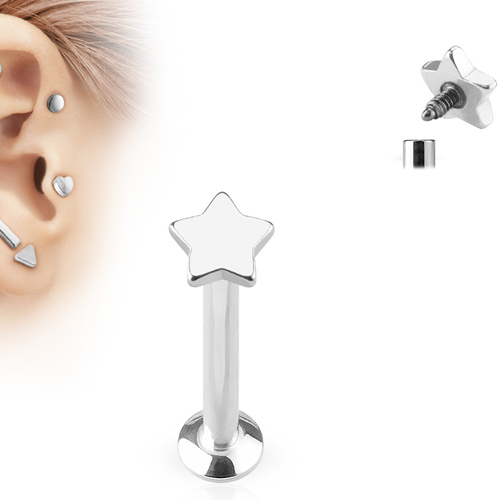 Tragus piercing ster chirurgisch staal 4mm