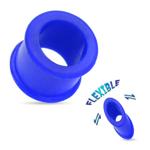 8 mm Double-flared Tunnel soft silicone blauw