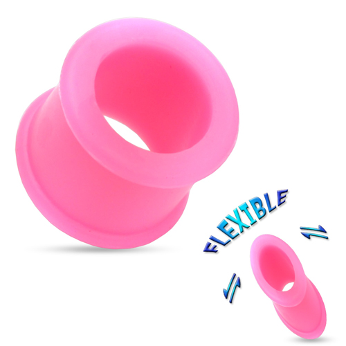 8 mm Double-flared Tunnel soft silicone roze