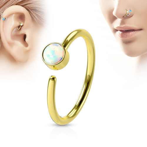 Rookpiercing opal hoop ring gold plated