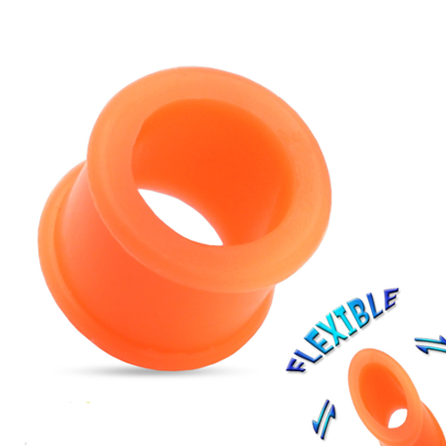 10 mm Double-flared Tunnel soft silicone oranje