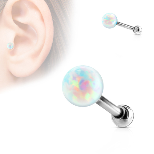 Tragus piercing opal bal inwendig schroefdraad