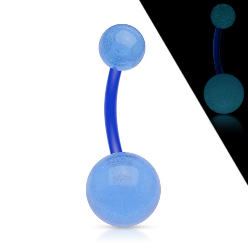 Intieme piercing flexibele bio plast glow in the dark blauw