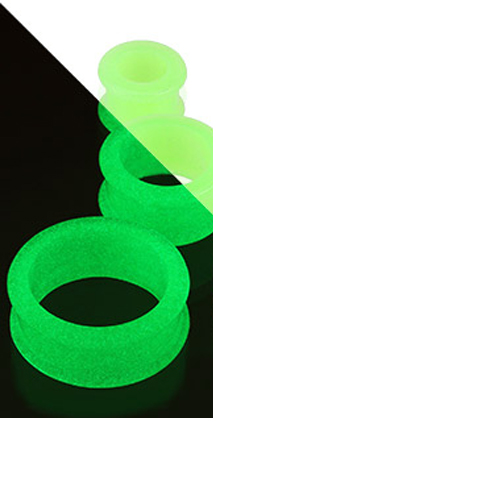 8 mm Double-flared Tunnel soft silicone glow in the dark groen