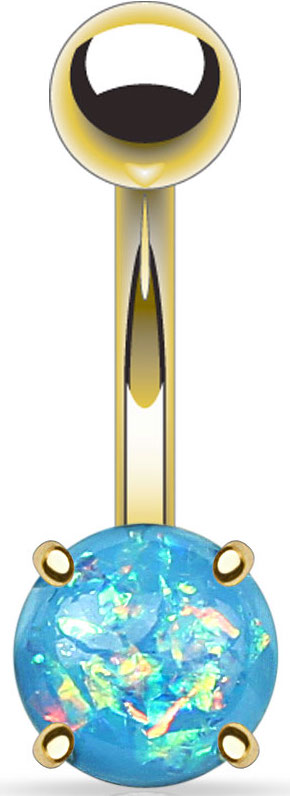 Goudkleurige Opal Prong Setting Aqua Navelpiercing