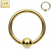 14K Goud Ball Closure Ring - 10 mm
