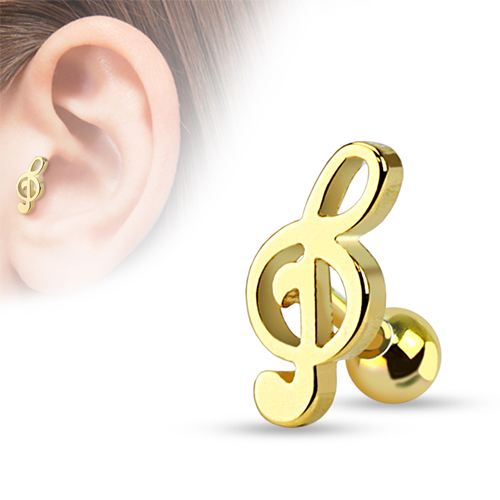 Helix piercing muzieknoot gold plated