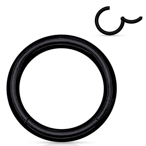 Rook piercing titanium ring zwart 8mm