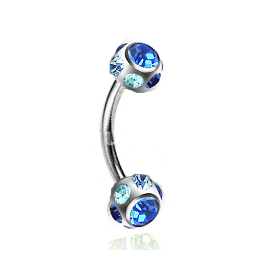Rook piercing crystal ball blauw