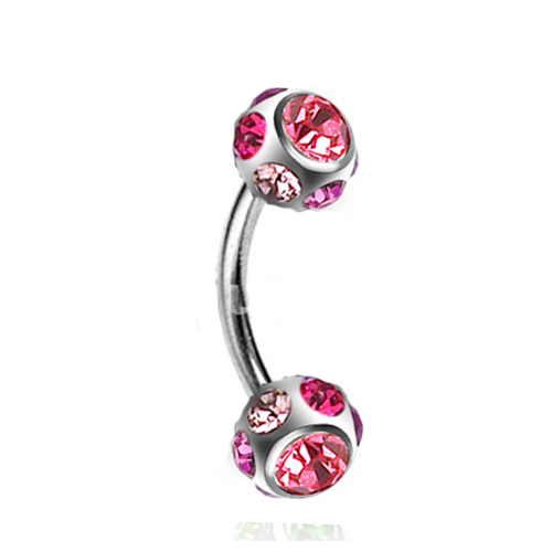 Rook piercing crystal ball roze
