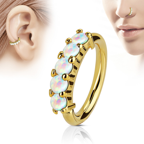 Helix piercing 5 opal steentjes gold plated