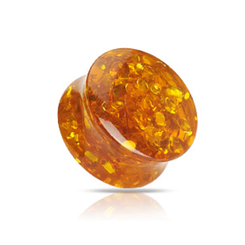 6 mm Double-flared plug steen Amber
