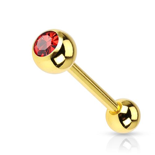 tongpiercing rood gold plated