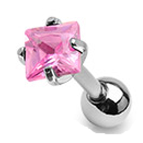 Helix piercing vierkant steentje roze