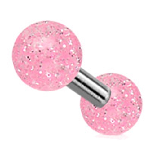 Tragus piercing bal glitter roze