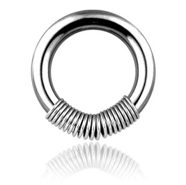 Helix piercing ring met springveer 1.2mm draaddikte / 10 mm