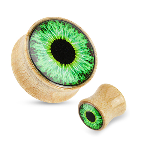 14 mm double-flared plug groene eyeball hout
