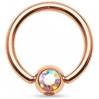 Rose Goud Ball Closure Ring multi kleur Kristal 10mm / 1.6 mm draaddikte