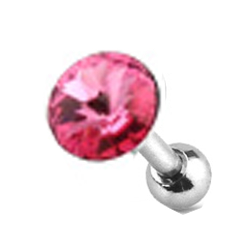 Tragus piercing steen roze