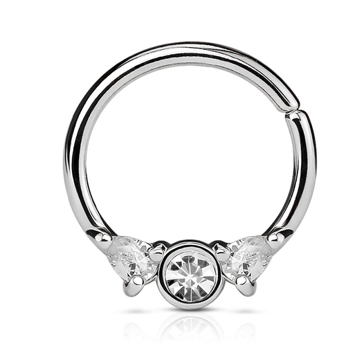 Helix piercing hoop ring witte CZ steen