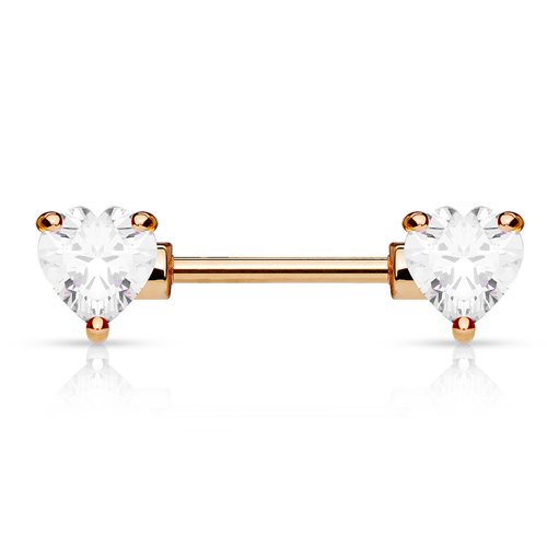 Tepelpiercing hart wit rose gold plated