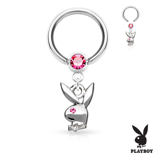 Tepel piercing ring met playboy bunny hanger