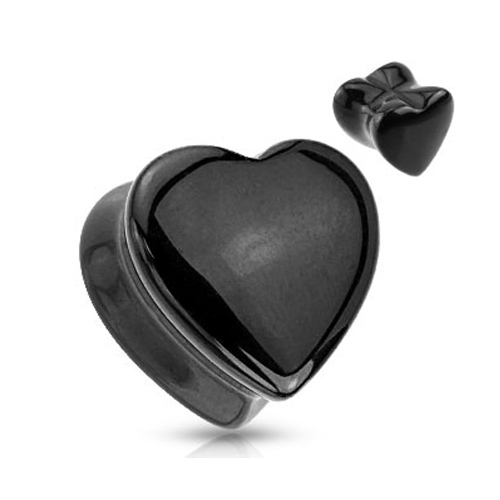 10 mm Double-flared plug zwart hart steen