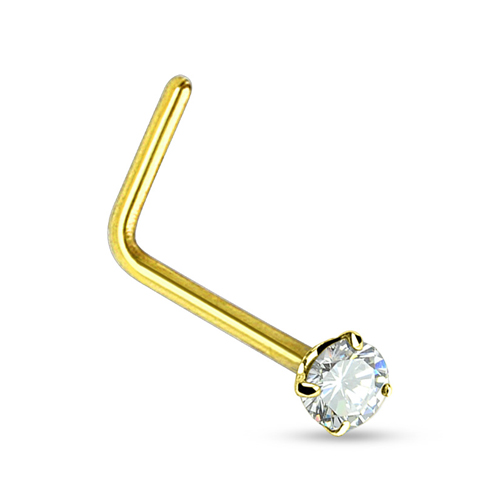 Neus piercing gold plated wit
