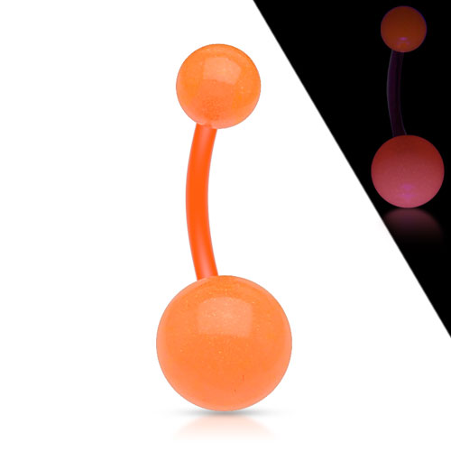 Intieme piercing flexibele bio plast glow in the dark oranje