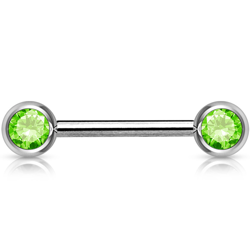 Intieme piercings dubbele steen groen