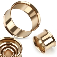 10 mm double flared tunnels rose gold plated