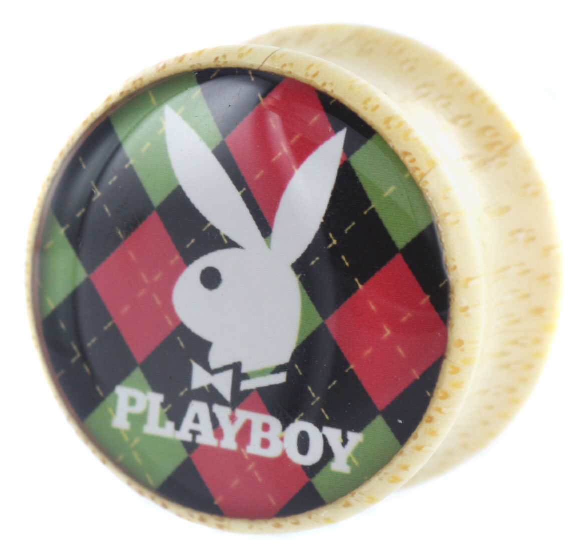Playboy Bunny Rood / Groen Print Saddle Wood Plug -  8 mm
