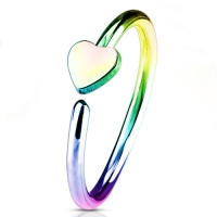 Neus piercing hoop ring hartje regenboog kleuren
