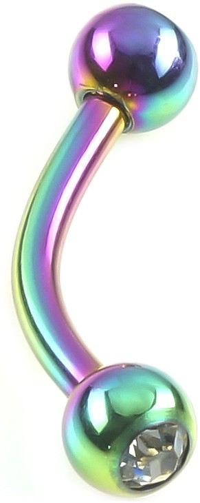 Gekleurd Titanium met Ronde Zirconia Regenboog Piercing