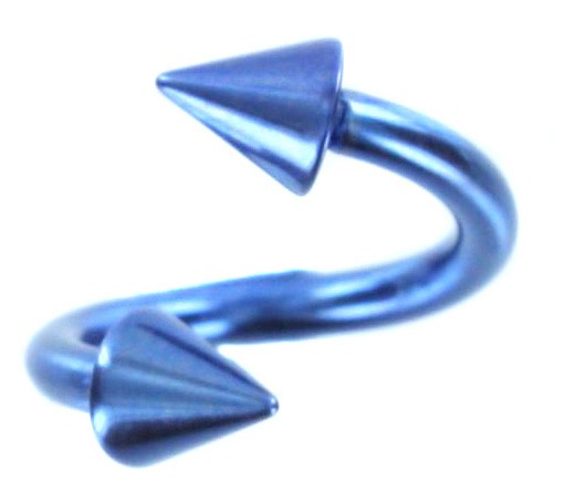 Titanium Geanodiseerd Blauw Twister Spikes 1,2 mm x 8 mm