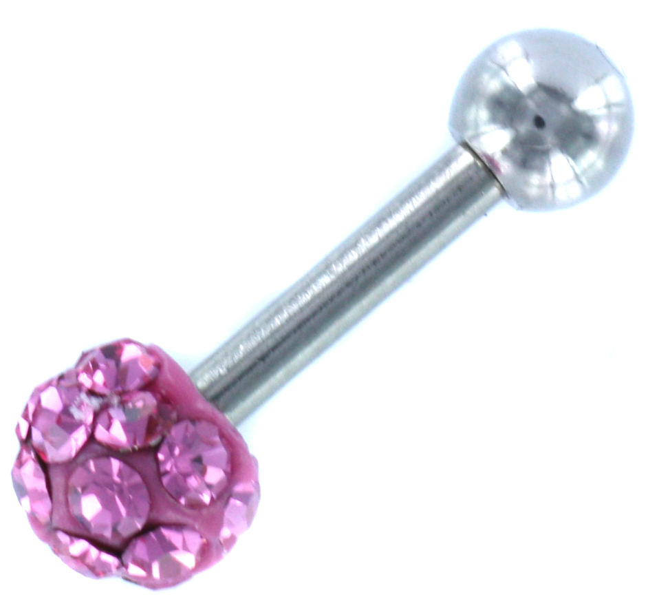Multi Kristal Ball Roze Helix/Tragus Piercing - 5 mm