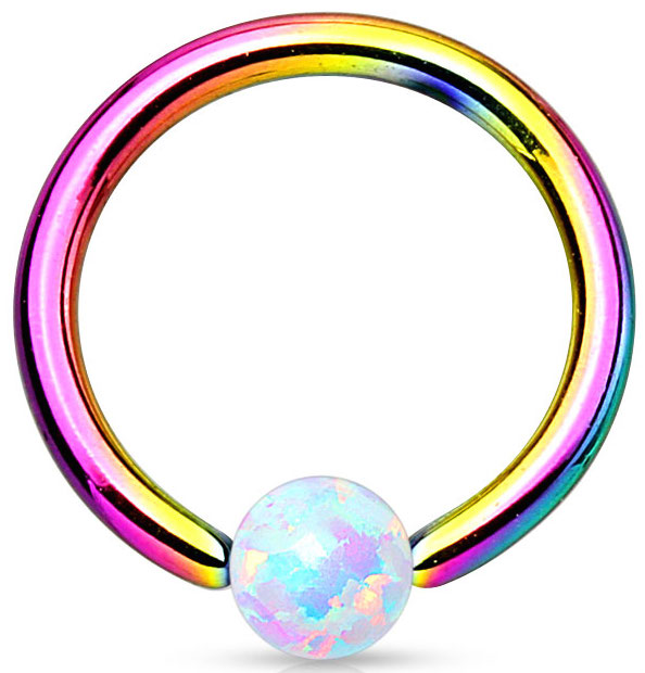Opal Ball Closure Ring Regenboog