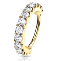 Piercing CZ lined hoop band gold plated