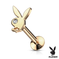 Piercing playboy bunny met gemmed eye gold plated