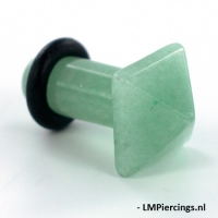 6 mm single-flared plug Jade steen groen vierkant