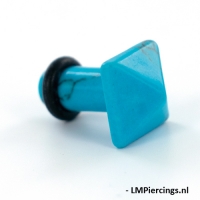 5 mm single-flared plug Turquoise steen vierkant