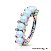 Piercing 7 opal steentjes regenboog kleuren