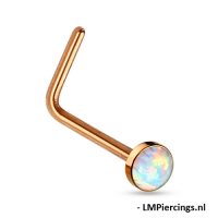 Neuspiercing L-bend opal rose gold plated